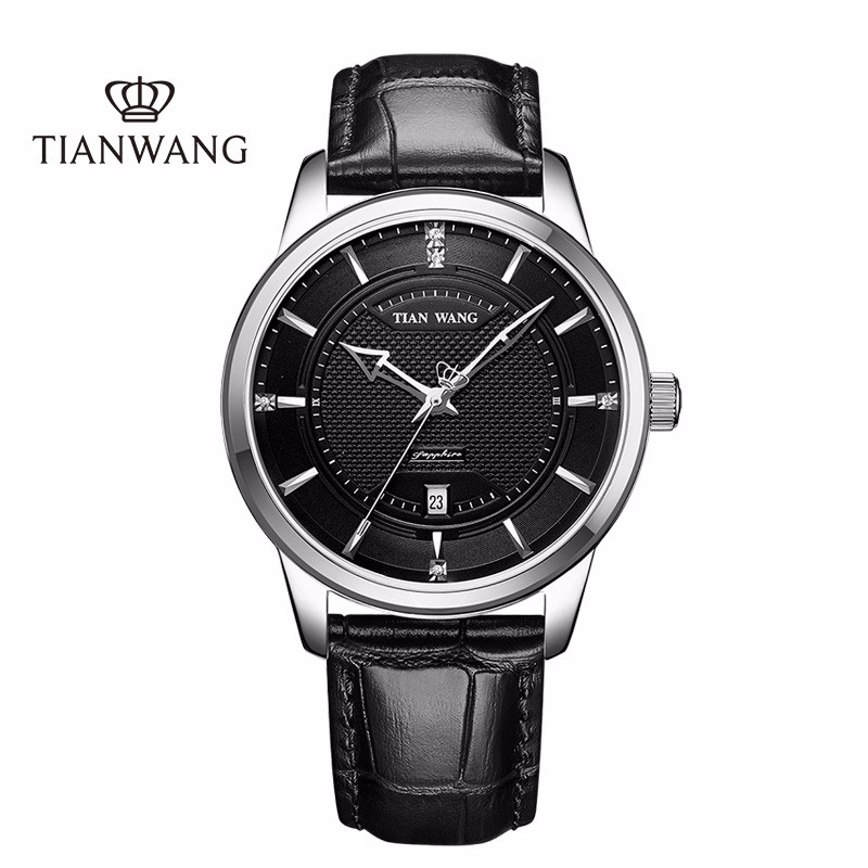 天王表（TIAN WANG）手表休闲商务男士手表复古经典皮带石英手表男表 玫瑰金男表