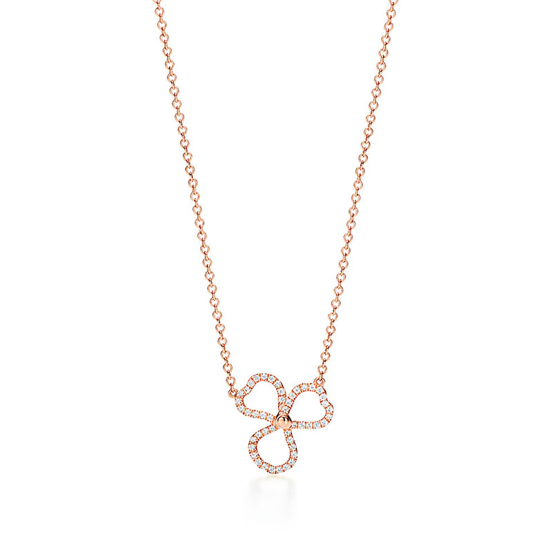 Tiffany&Co./蒂芙尼 镶钻镂空花朵项链