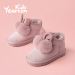 女童雪地靴意尔康童鞋2019冬季新款韩版粉色加绒保暖儿童棉靴短靴