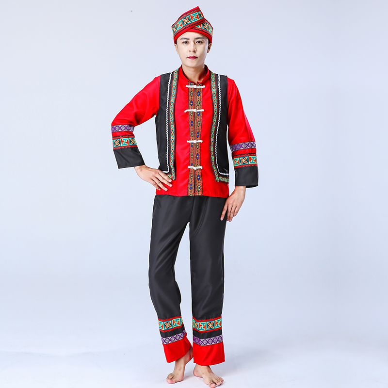 歌百年彝族衣服彝男舞蹈演出服少数民族服装男士