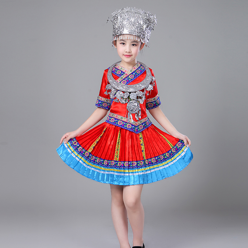  歌百年 儿童少数民族演出服饰苗族舞蹈服装