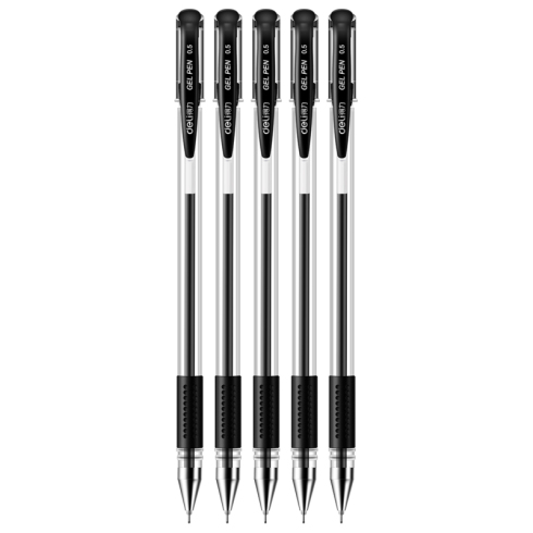 得力6605商务办公中性笔 水性笔 签字笔0.5mm中性笔5支/卡