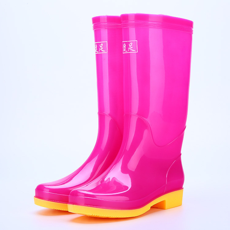 【优品汇】高帮雨鞋女式黑色高筒防滑水耐磨工地劳保塑胶鞋雨靴 ZK130