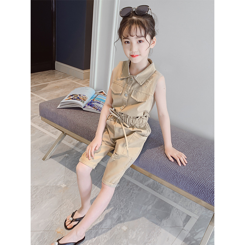 女童套装夏装 2019新款韩版夏季潮衣 儿童中大童运动时髦两件套洋气