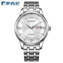 罗西尼(ROSSINI)手表启迪系列钢带手表男表进口机芯双历机械情侣表