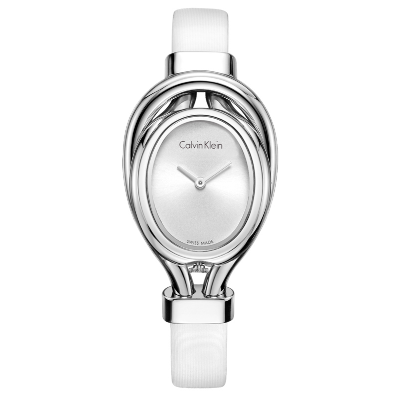 CK卡文克莱（Calvin Klein）手表BELT系列优雅女表白色皮革表带石英表