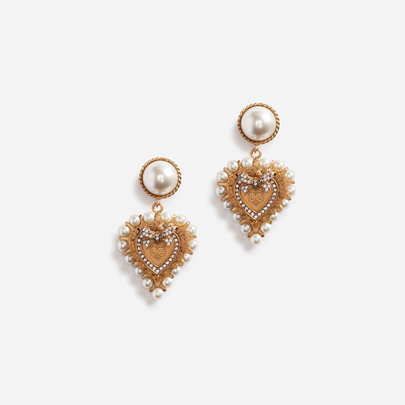杜嘉班纳/Dolce&Gabbana 珍珠与圣心装饰元素坠饰耳环