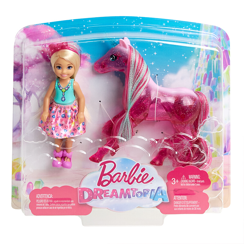 芭比（Barbie）女孩玩具芭比娃娃 小凯莉之独角兽童话套装 FPL82