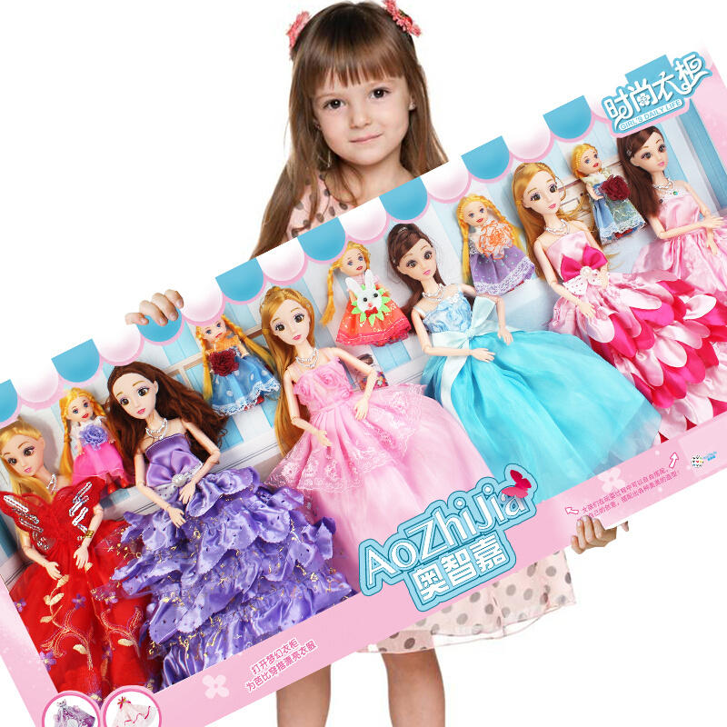 奥智嘉 梦幻依甜芭比娃娃超大礼盒梦幻3D真眼洋娃娃公主换装娃娃套装大礼盒 儿童玩具