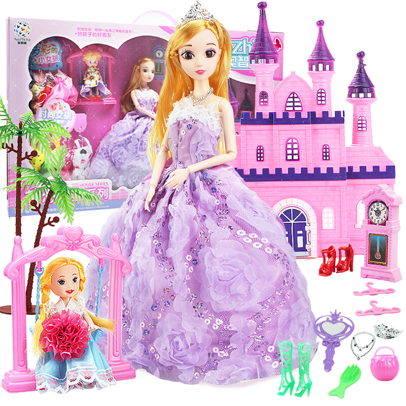 奥智嘉 梦幻别墅依甜芭比娃娃3D真眼公主洋娃娃套装换装娃娃套装大礼盒 儿童玩具 女孩玩具礼物