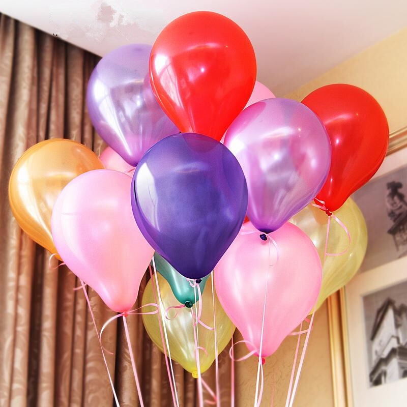 雨花泽 加厚气球100个 10寸圆形珠光气球婚礼新婚房布置生日派对装饰
