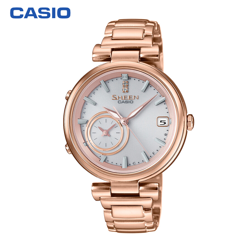 西欧（CASIO）手表 SHEEN 时光指环 女士蓝牙太阳能时尚腕表石英表 