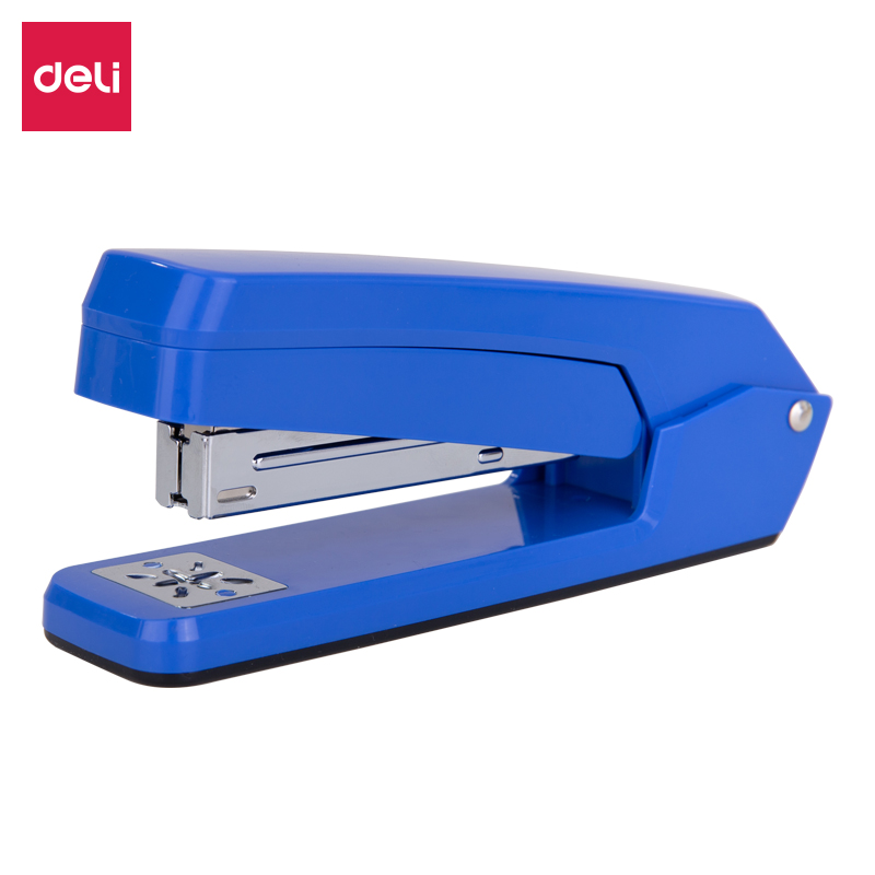 得力(deli)12#旋转订书机 中缝装订订书器 临时装订 蓝色0434