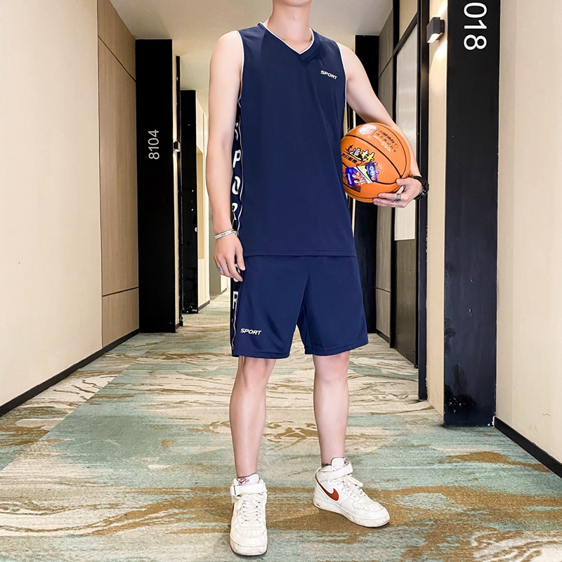 篮球服男夏季速干宽松学生冰丝背心训练球衣跑步运动无袖T恤套装
