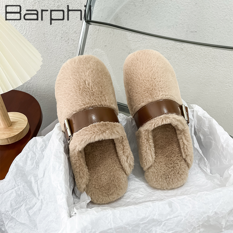 Barphil棉拖鞋女 秋冬季室内保暖家居防滑加绒软底勃肯鞋